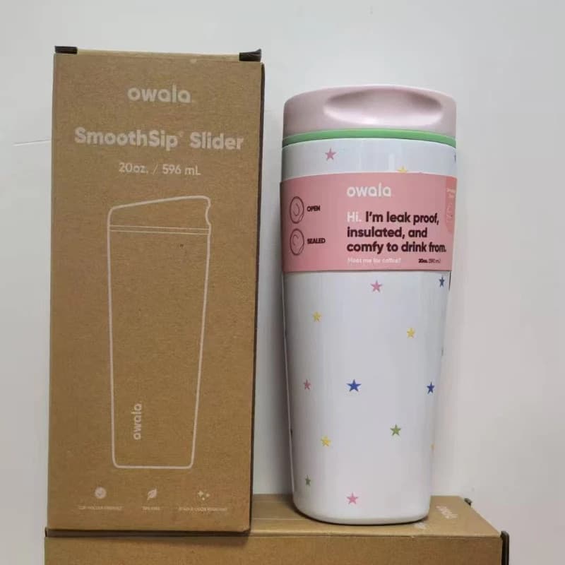 Owala SmoothSip Slider 20oz Tumbler พร้อมแก้วฉนวนด้านในเซรามิกพร้อมฝาปิด Slider No-Spill สําหรับกาแฟร้อน & Iced Latte รูปที่ 6