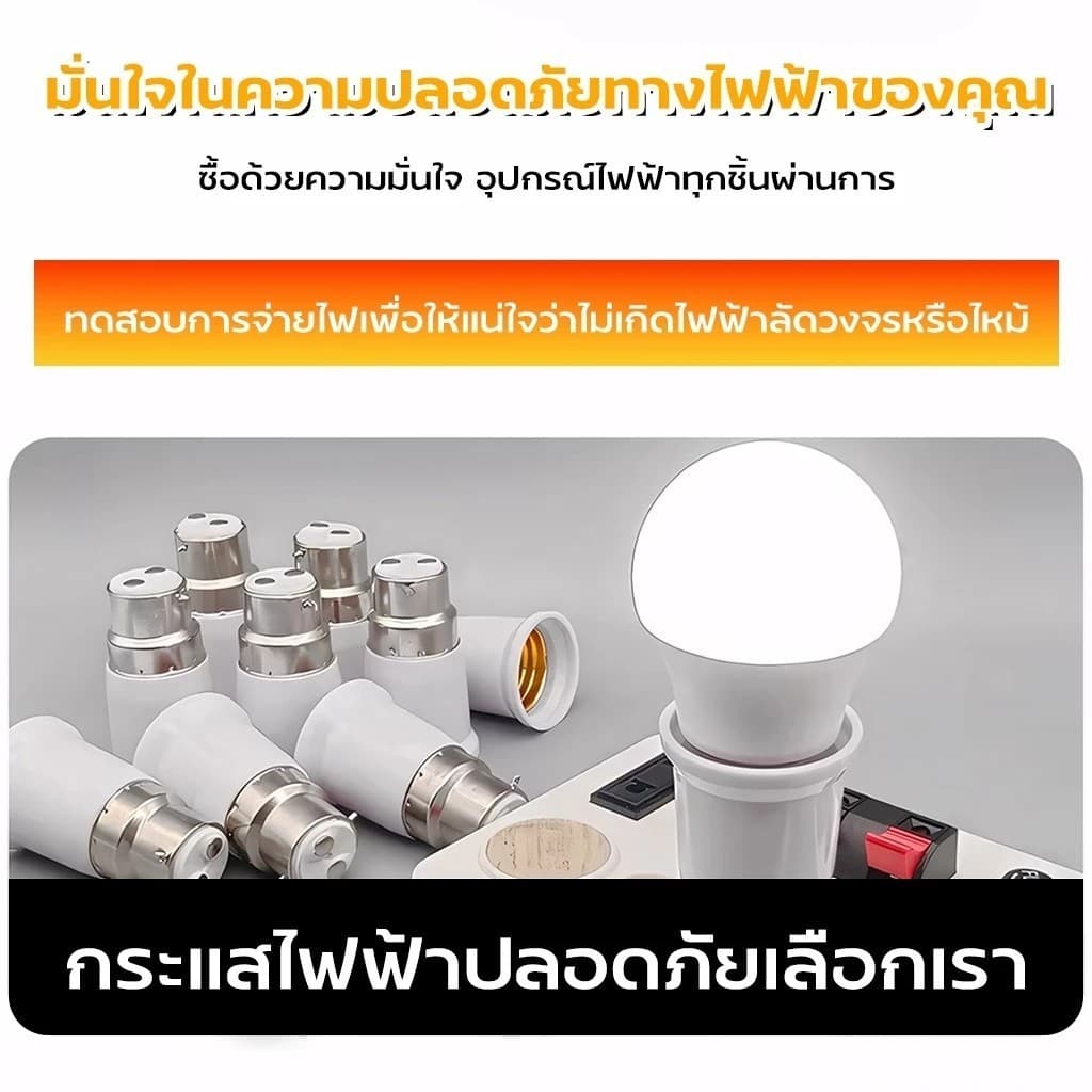 หลอดไฟ LED + ขั้วหลอดไฟ โคมไฟกลางคืน LED ขั้วE27 หมุนได้ 360° พร้อมสวิตซ์เปิด-ปิด ไฟแสงขาว แสงวอร์ม รูปที่ 2