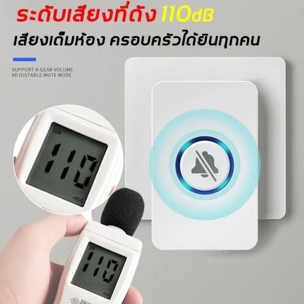กริ่งประตูไร้สาย ระยะการใช้งาน 10-15 เมตร กันน้ำและฝุ่น ริงโทน 38 เสียง ติดตั้งง่ายมาก ไม่ต้องเจาะ รูปที่ 4