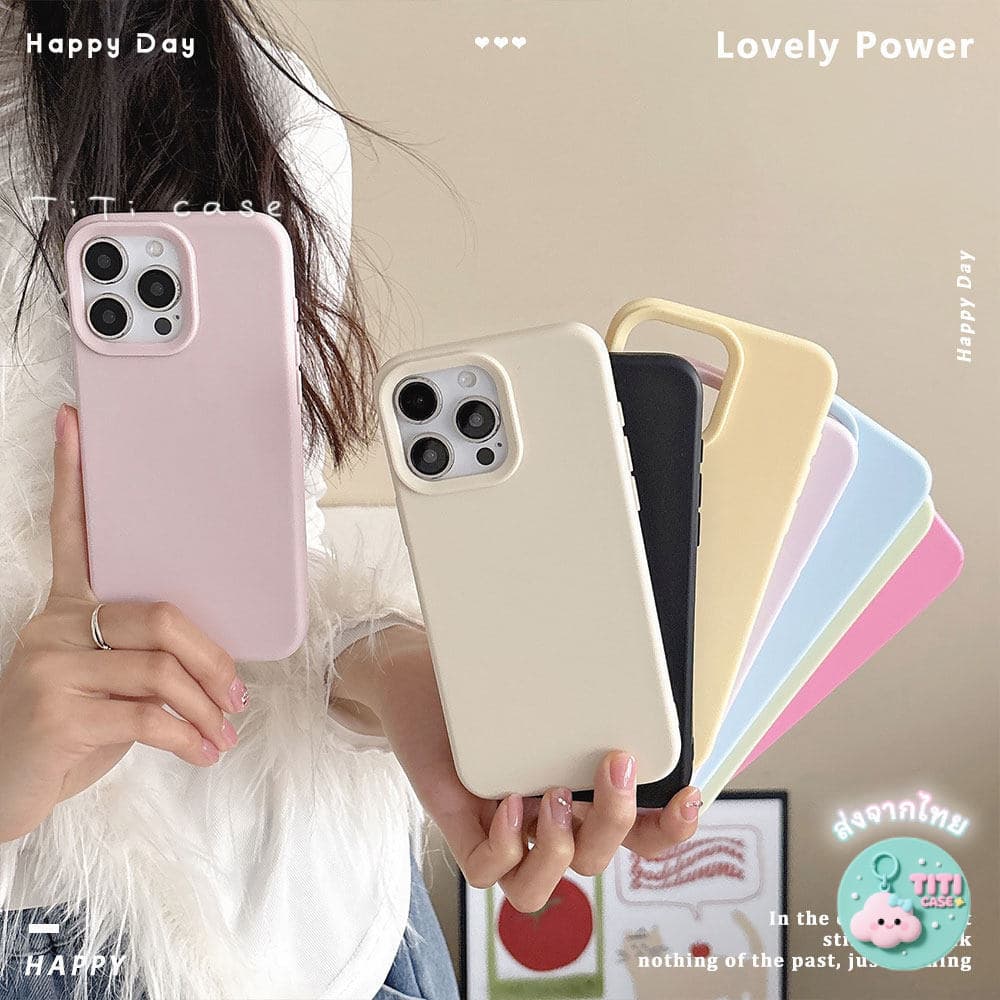 goodสีลูกกวาดแบบเรียบง่าย เคสไอโฟน For iPhone 11 17 16 15 12 13 14 15 Pro Max XR X XS Max 7 8 16 Plus เคสมือถือ สีพื้น รูปที่ 1