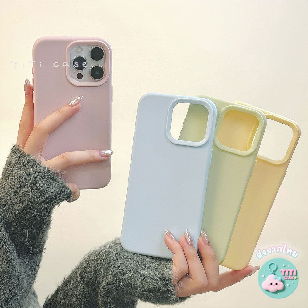 goodสีลูกกวาดแบบเรียบง่าย เคสไอโฟน For iPhone 11 17 16 15 12 13 14 15 Pro Max XR X XS Max 7 8 16 Plus เคสมือถือ สีพื้น รูปที่ 9
