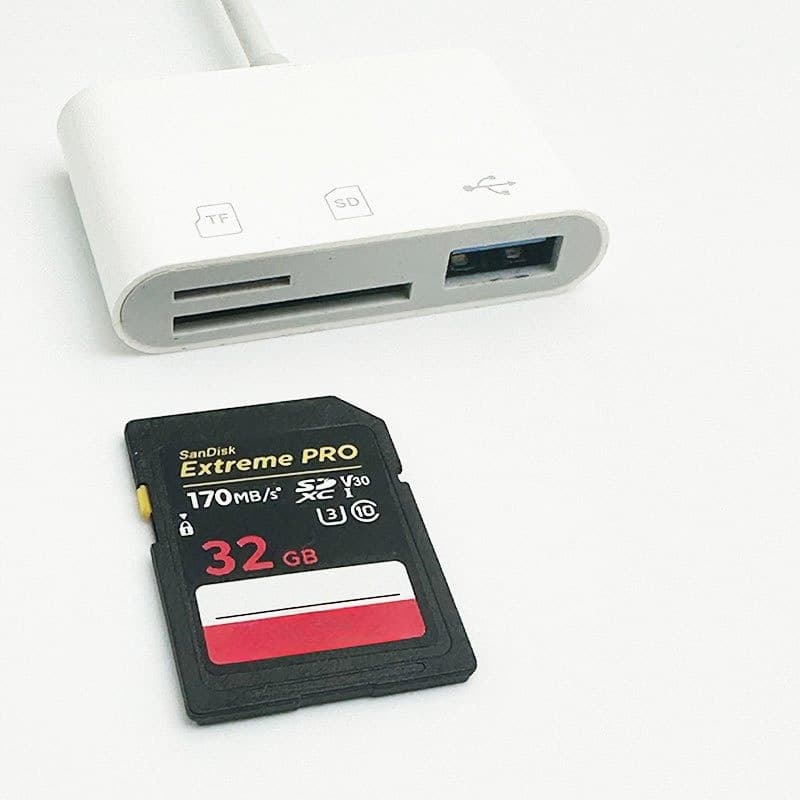 MGBB IP to SD+USB+TF card reader มัลติฟังก์ชั่น อะแดปเตอร์ OTG สามในหนึ่งเดียว สำหรับ โทรศัพท์มือถือ รูปที่ 3