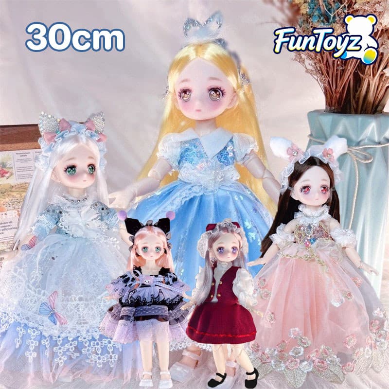 CDD BJD ตุ๊กตา 3D 30 ซม สไตล์เจ้าหญิงตัวน้อย ตุ๊กตาพร้อมข้อต่อที่ขยับได้ ตุ๊กตาเจ้าหญิงน้อย ของขวัญเด็กผู้หญิง รูปที่ 1