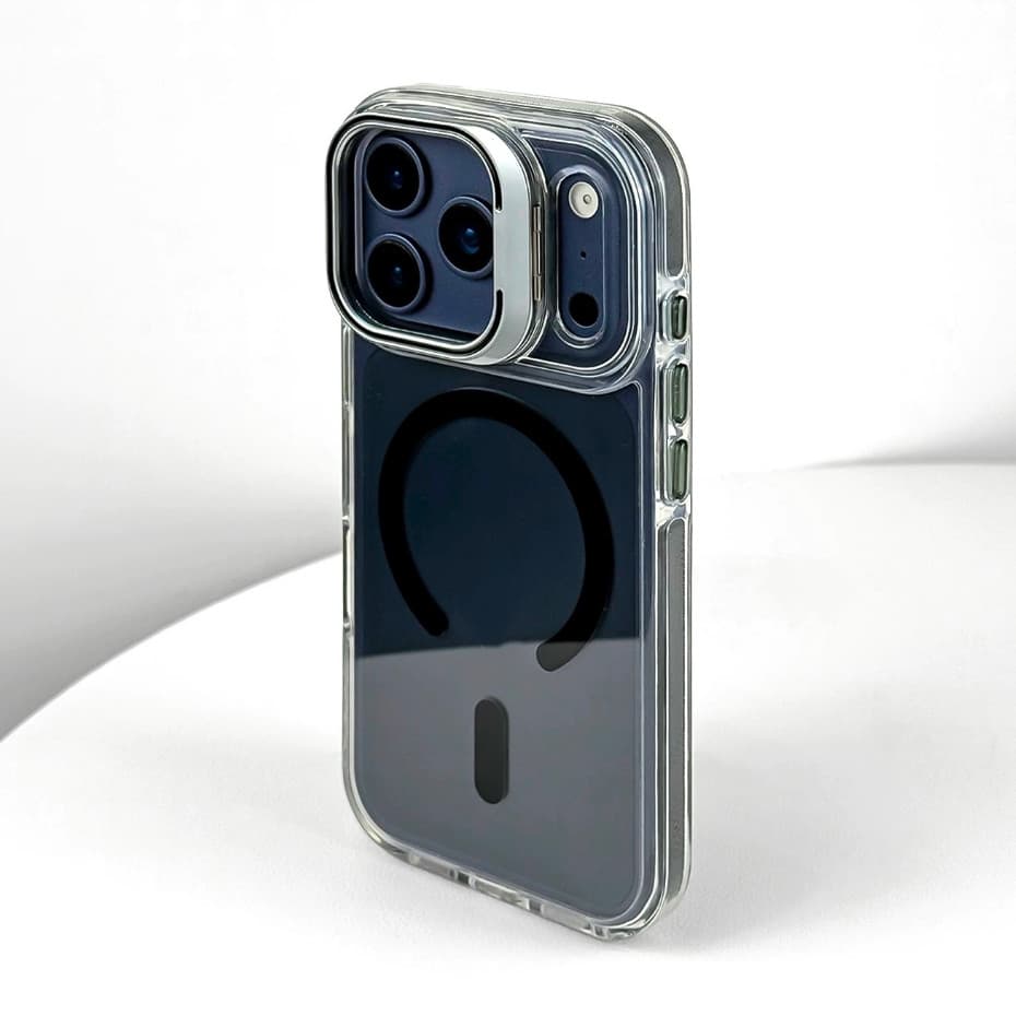【Metal Bracket/Hight quality/Transparent Acrylic hard case/Gray】เคส compatible for iphone 11 12 13 14 15 16 17 pro max case รูปที่ 4