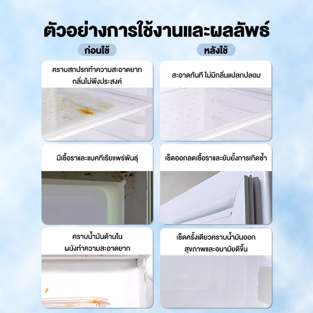 สเปรย์เช็ดตู้เย็น สเปรย์ทำความสะอาดตู้เย็น 400ml ขจัดคราบเหนียว ลดกลิ่นอับ ฆ่าเชื้อโรคได้ 99% สูตรอ่อนโยน รูปที่ 5