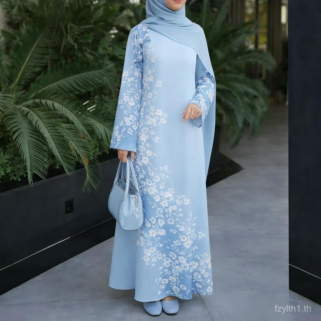 2026 อี๊ด อัล-ฟิตร์ เสื้อผ้า เสื้อคลุมและเดรส Algerian kaftan สไตล์ลําลอง สําหรับผู้หญิงมุสลิม เนื้อใส่สบาย สีสันสดใสที่ไม่ซีดจาง เหมาะสําหรับใส่พิเ รูปที่ 4