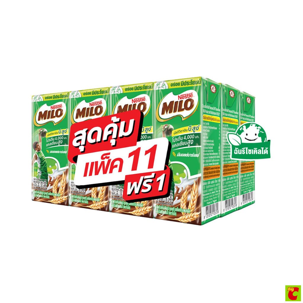 ไมโล แอคทิฟ-โก นมพร้อมดื่มยูเอชที รสช็อกโกแลตมอลต์ 165 มล. แพ็ค 11+1 รูปที่ 1