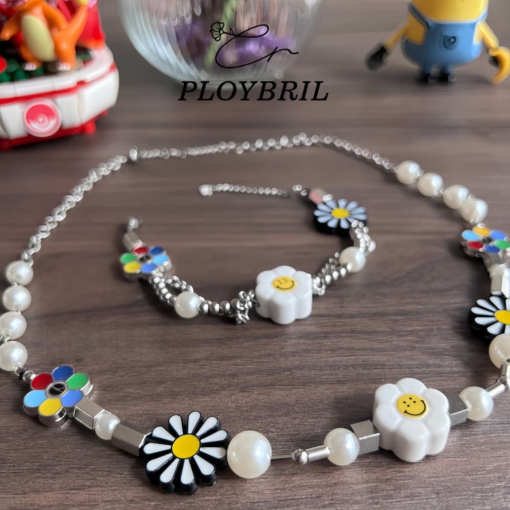 PLOYBRILสร้อยคอ-กำไลข้อมือ ดอกไม้ Unisex ชายหญิง ดีเทลแฟชั่นสุดฮิต Premium necklace flower Unisex S024/X038 รูปที่ 6