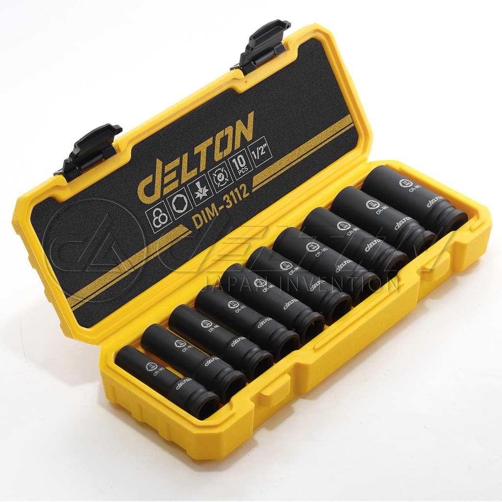 DELTON ชุดลูกบล็อกกระแทกยาว ขนาด 1/2 นิ้ว จำนวน 10 ชิ้น รุ่น DIM-3112 พร้อมกล่องพลาสติกกันกระแทกอย่างดี รูปที่ 3