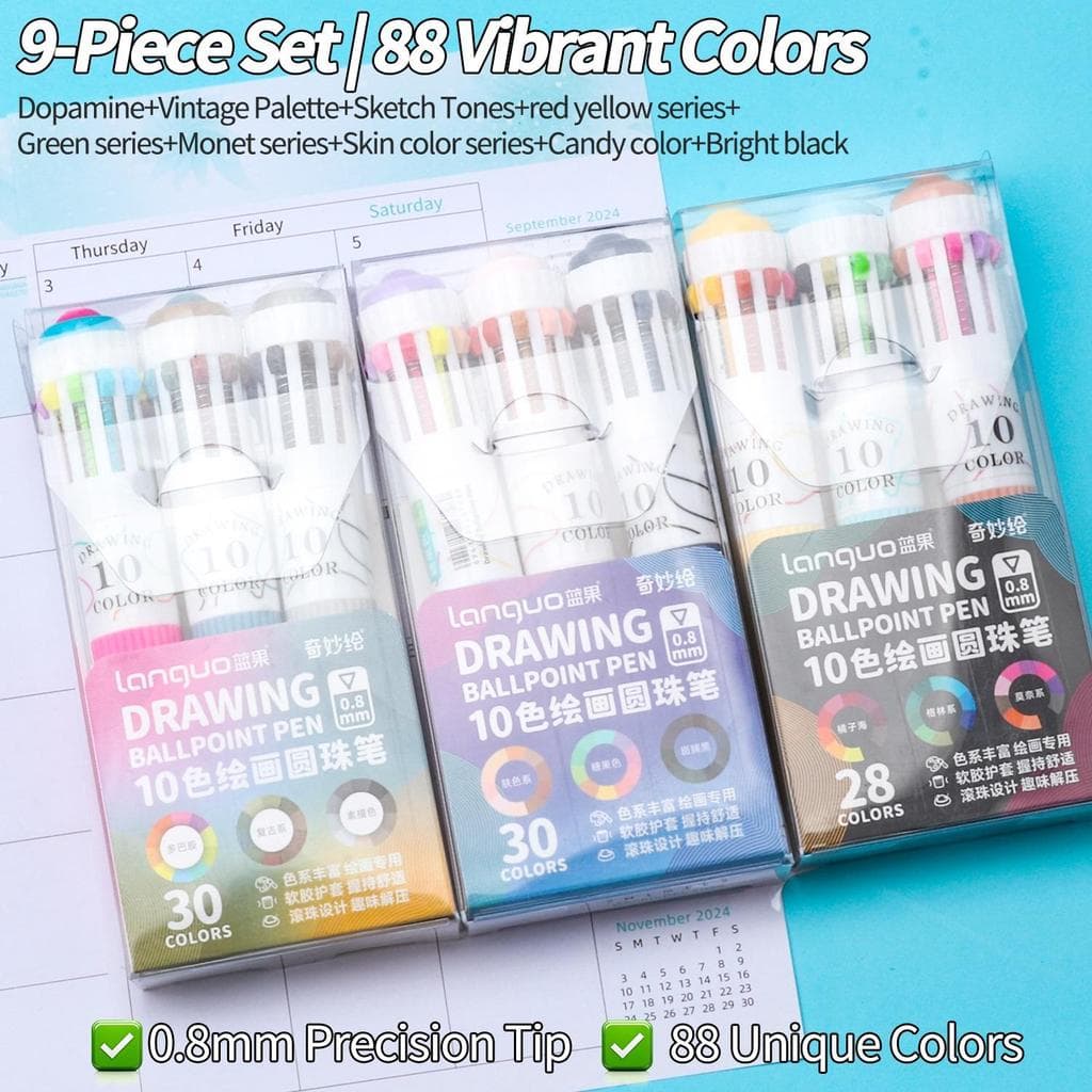 88 สีหลากสีปากกาลูกลื่นชุด10สีต่อปากกา0.8มิลลิเมตรเขียนวาดแฮนด์เมดวารสารศิลปะ รูปที่ 2