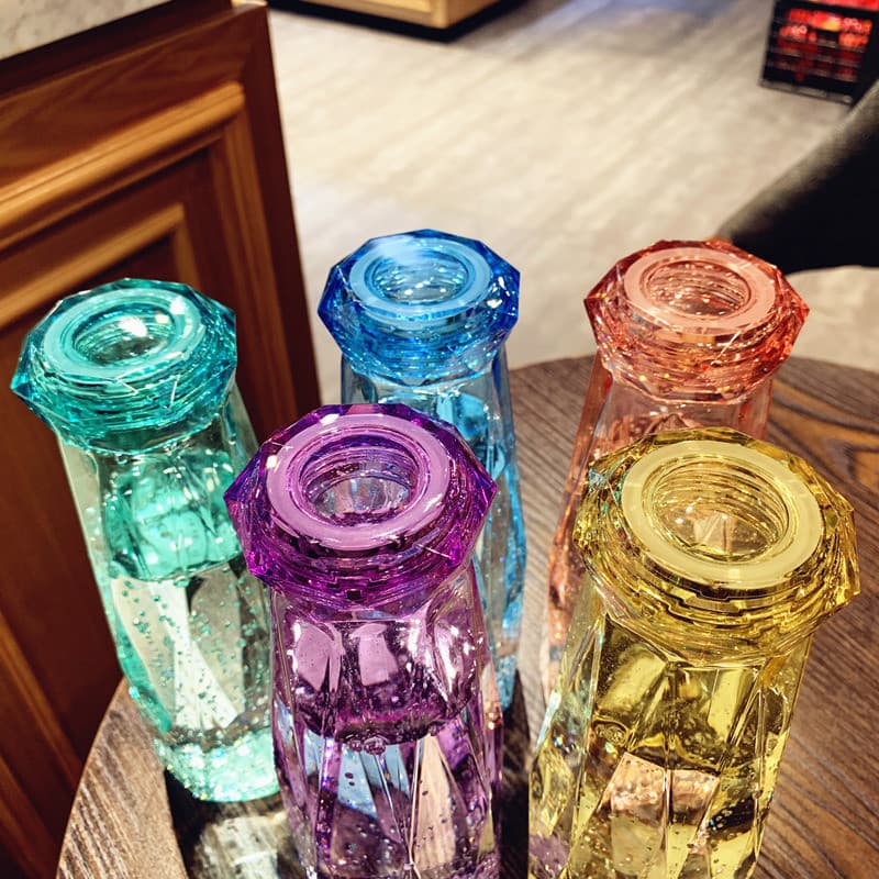 ขวดแก้วคริสตัล ขนาด 500ml. รูปเพชร ขวดน้ำลายเพชร ขวดแก้วใส กระบอกแก้วน้ำ มีให้เลือก 5สี ดีไซน์สวยงาม รูปที่ 3