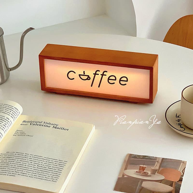 โคมไฟไม้ LED แบบแบตเตอรี่ ป้ายกาแฟกรอบไฟ ใช้เป็นไฟกลางคืน ตกแต่งบ้าน ร้านกาแฟ บาร์ ครัว รูปที่ 4