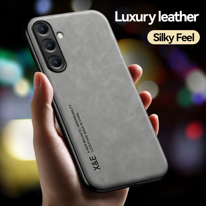 สําหรับ Samsung Galaxy A17 A07 A56 A36 A26 A06 A16 A12 A13 A14 A15 A23 A24 A25 A33 A34 A35 A37 A52 A52S A53 A54 A55 A57 หรูหราหนังแม่เหล็กโทรศัพท์กรณีกล้องป้องกันสีทึบกันกระแทกซิลิโคนนุ่มฝาครอบ รูปที่ 1