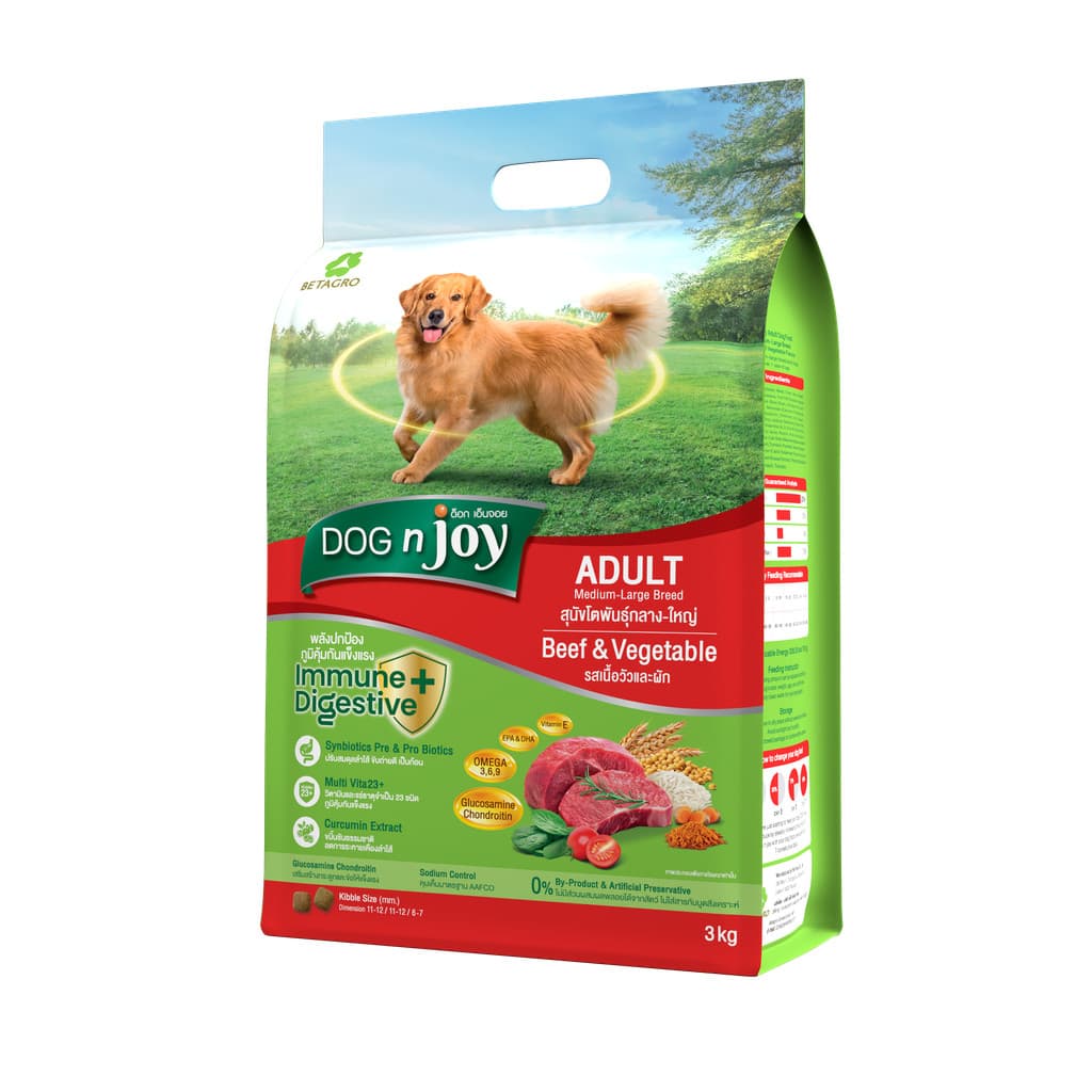 Dog n Joy ด็อกเอ็นจอย อาหารเม็ดสุนัข เกรดพรีเมียม สำหรับอาหารสุนัขโต 1 ปีขึ้นไป ขนาด 3 kg รูปที่ 3