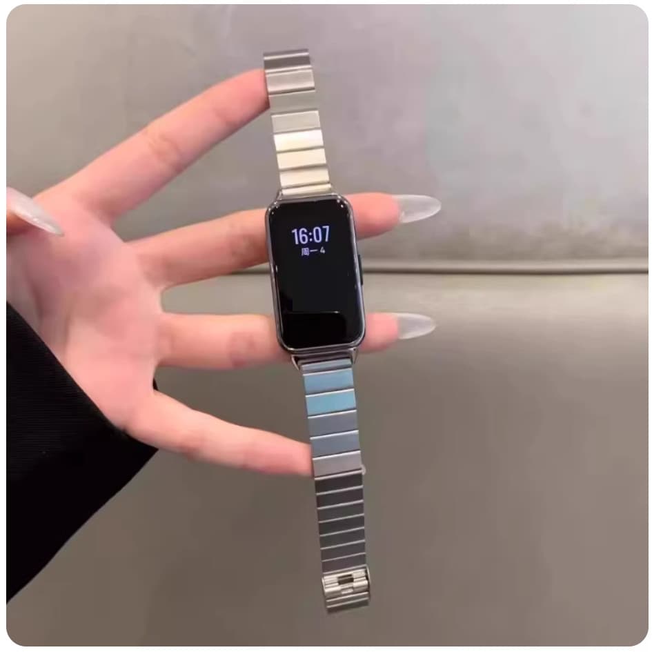 Stainless Steel Watch Strap For สาย Huawei Band 11 pro Strap Metal Huawei Band 11 สาย Steel สาย Huawei Band 10 Strap Slim Huawei Band 6/ Huawei Band 7/ Huawei Band 11 pro สาย Huawei Band 9 Strap Huawei band 7 Strap Replacement Huawei Band 11 pro สาย รูปที่ 4