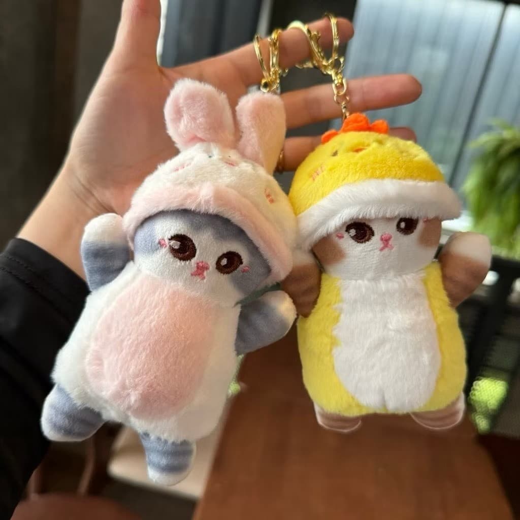 พวงกุญแจ ตุ๊กตาน้องแมว ใส่เสื้อ มีฮู้ด น่ารักๆ ห้อยกระเป๋า แมวชิบะ การ์ตูน รูปที่ 4