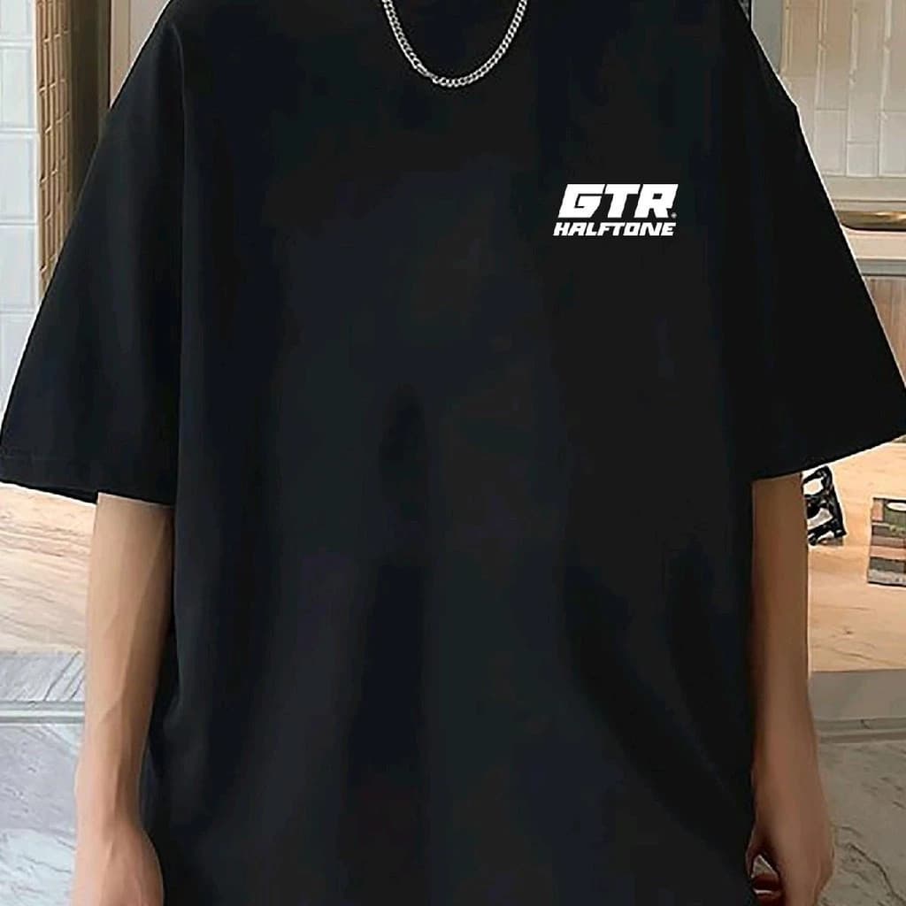 Luvoro oversize unisex เนื้อผ้านุ่มระบายแขนสั้น T-shirt สีดำและสีขาว เสื้อยืดทูโทน เสื้อยืดแขนสั้น C2802 รูปที่ 4