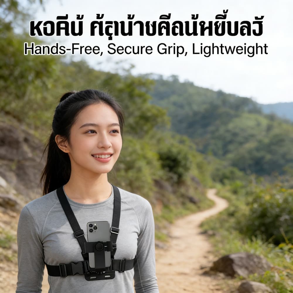 คลิปสายรัดหน้าอกโทรศัพท์มือถือ 360 องศาสายคล้องหน้าอกใช้กับGoProโทรศัพท์ได้ทุกรุ่น รูปที่ 1