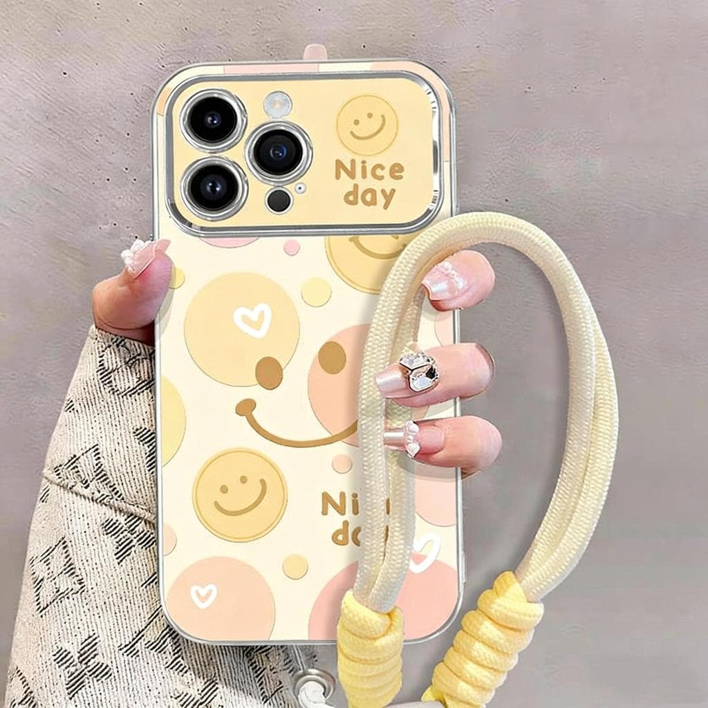 เคสโทรศัพท์ลายหน้ายิ้มเรียบง่าย ใช้ได้กับ iPhone11/12/13/14/15Pro/17Pro/16ProMax,X/MAX/XR,7/8P หน้าจอขนาดใหญ่คุณภาพสูง รูปที่ 2