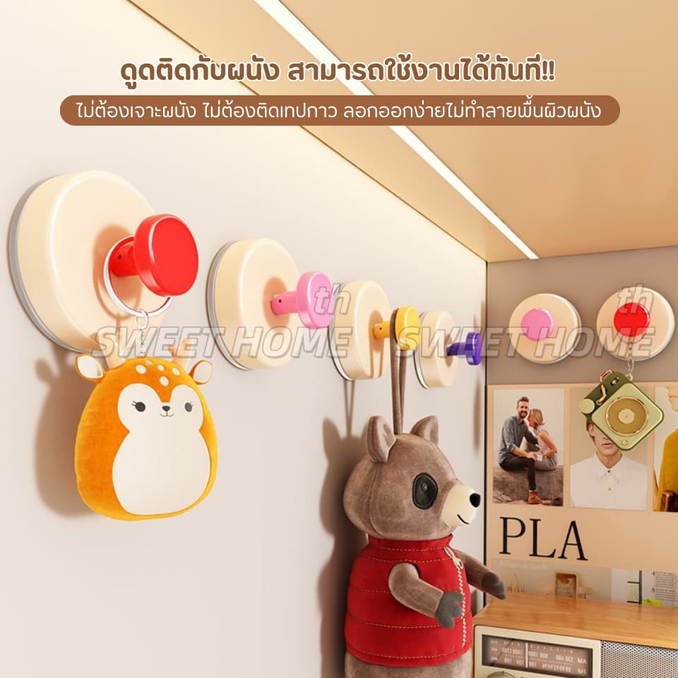 ตะขอแขวนของแบบสูญญากาศ ไร้กาว ไม่ต้องเจาะผนัง ถอดออกได้ นำกลับมาใช้ได้ ตะขอติดผนัง ที่แขวนของอเนกประสงค์ ไม้แขวนผ้า รูปที่ 7
