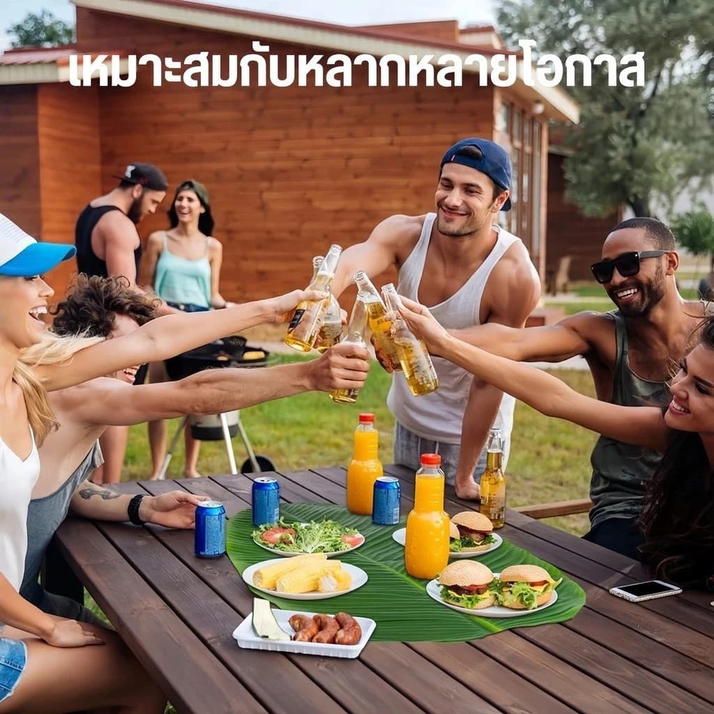 4 แถม 4ใบตอง 58 × 29 เซนติเมตร ใบตองปลอม ใบตองเทียม ใบกล้วย ใบกล้วยจำลอง รูปที่ 2