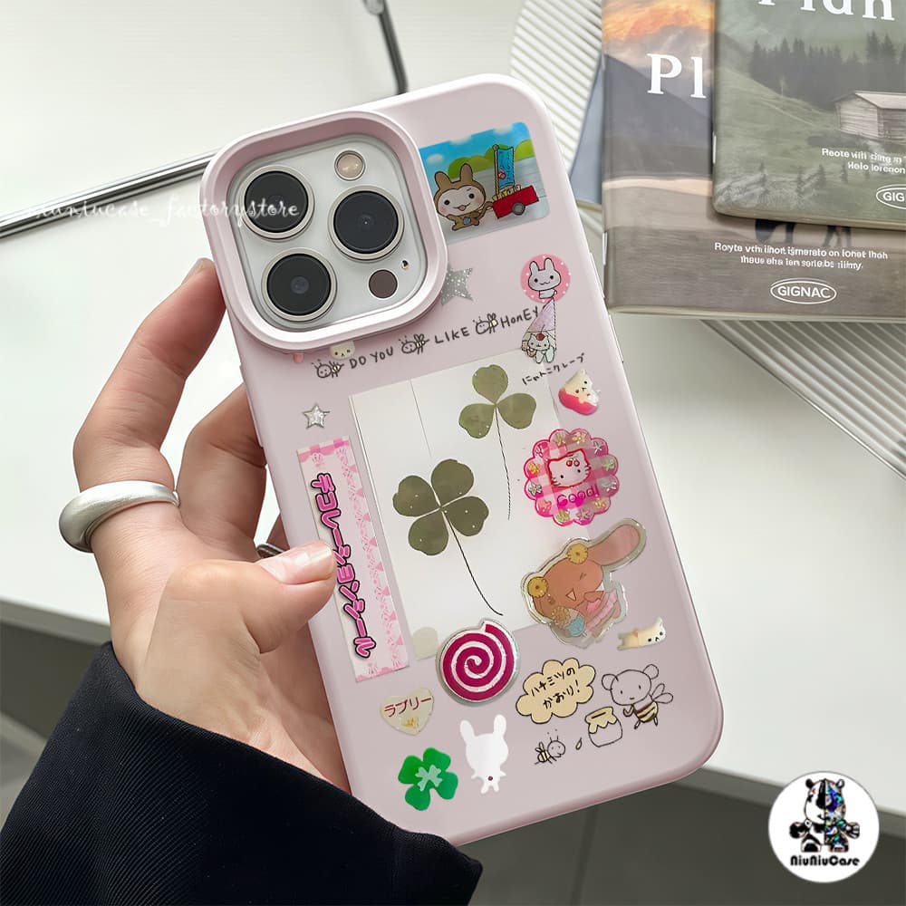 การ์ตูนโคลเวอร์โชคดี Case เคสไอโฟน For iPhone 11 17 16 15 12 13 14 15 Pro Max XR X XS Max 7 8 16 Plus เคสมือถือ สีพื้น รูปที่ 8