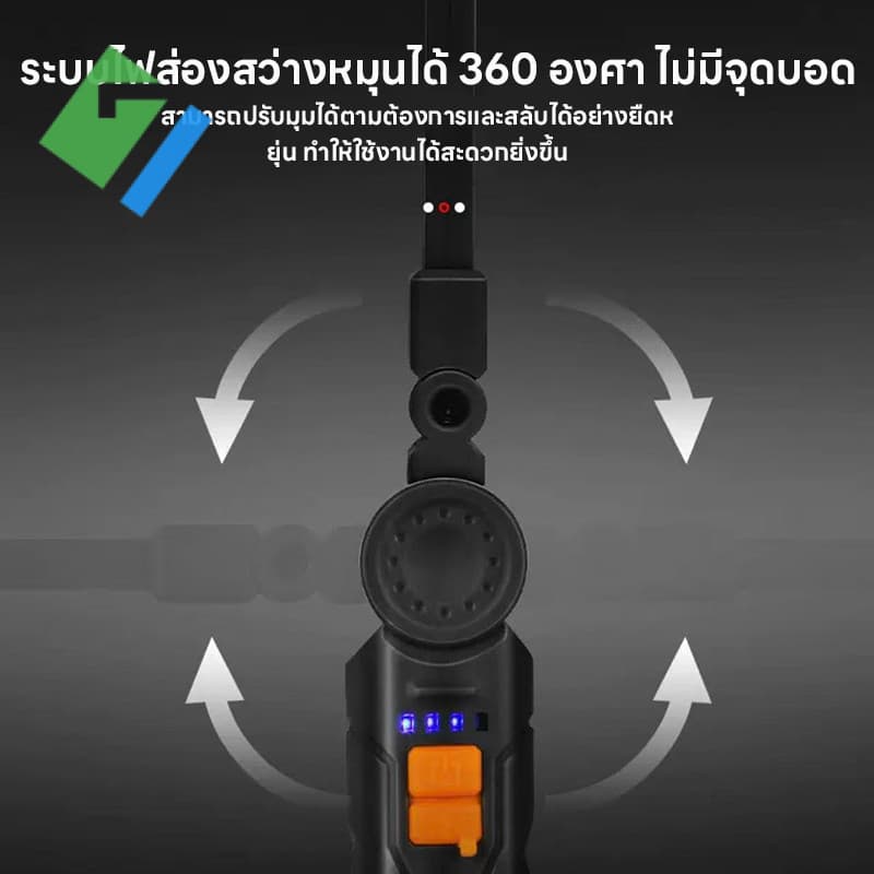 รุ่นใหม่2026ไฟทำงาน COB แบบพับได้ มีแม่เหล็ก ชาร์จ Type-C กันน้ำ สำหรับซ่อมรถ แคมป์ปิ้ง ไฟฉายพกพา รูปที่ 7