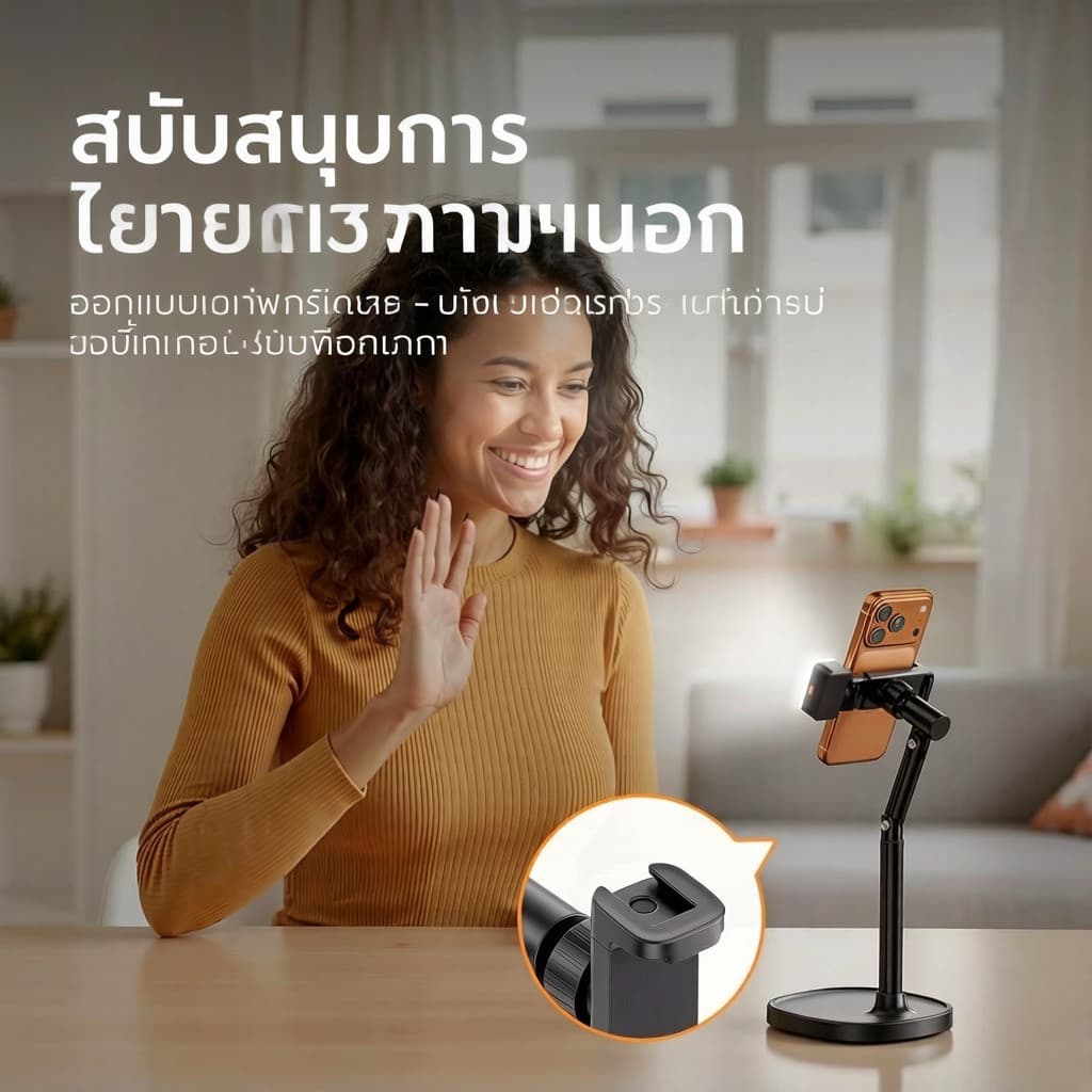 VOZAREON วางโทรศัพท์ ปรับ360องศา phone stand ยืดหดไ ขาตั้งมือถือ ขาจับโทรศัพท์ รับน้ำหนักได้ 5kg ตั้งโต๊ะแข็งแรงมั่นคง รูปที่ 5