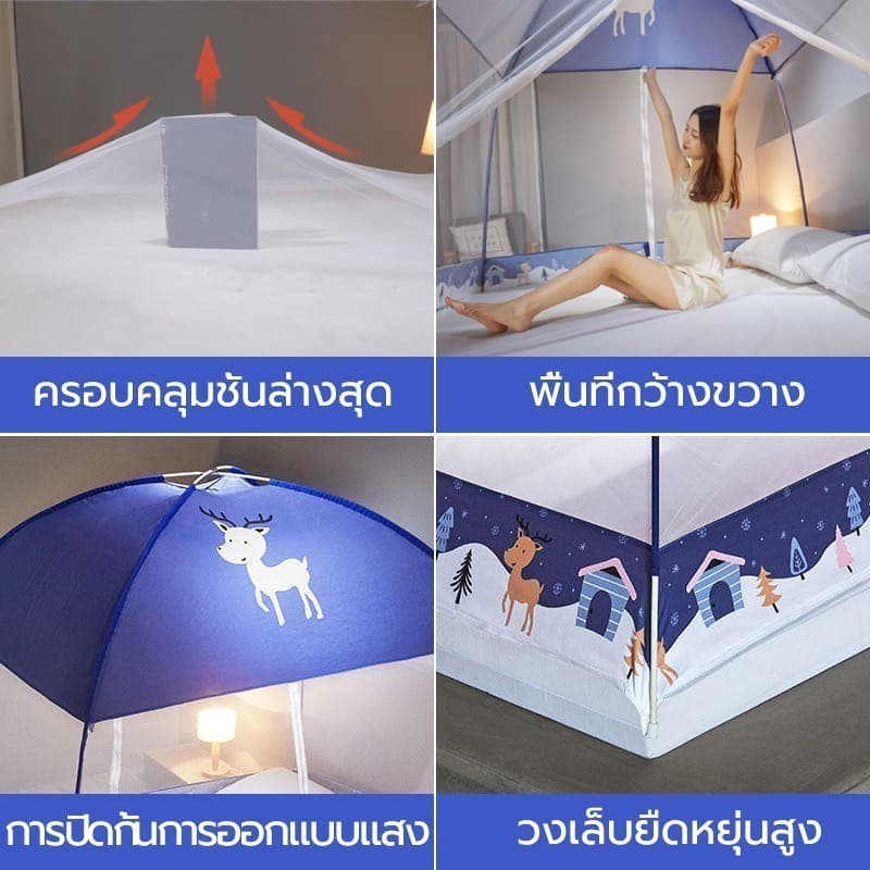 CORNER มุ้งกันยุง 2 ประตู มุ้งเดี่ยว/ใหญ่/ใหญ่พิเศษ ป้องกันยุง ติดตั้งง่าย พับเก็ 4/5/6ฟุตสินค้าขายดี มีราคาส่ง รูปที่ 6