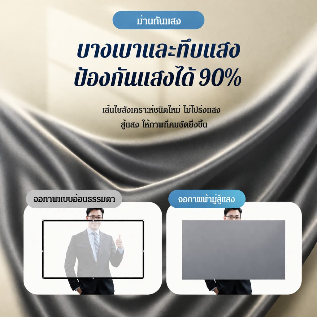 4kHDจอต้านแสงสำหรับโปรเจคเตอร์ PPHจอต้านแสง จอโปรเจคเตอร์ จอโปรเจคเตอร์พับได้แบบพกพาสำหรับใช้ในบ้าน รูปที่ 5