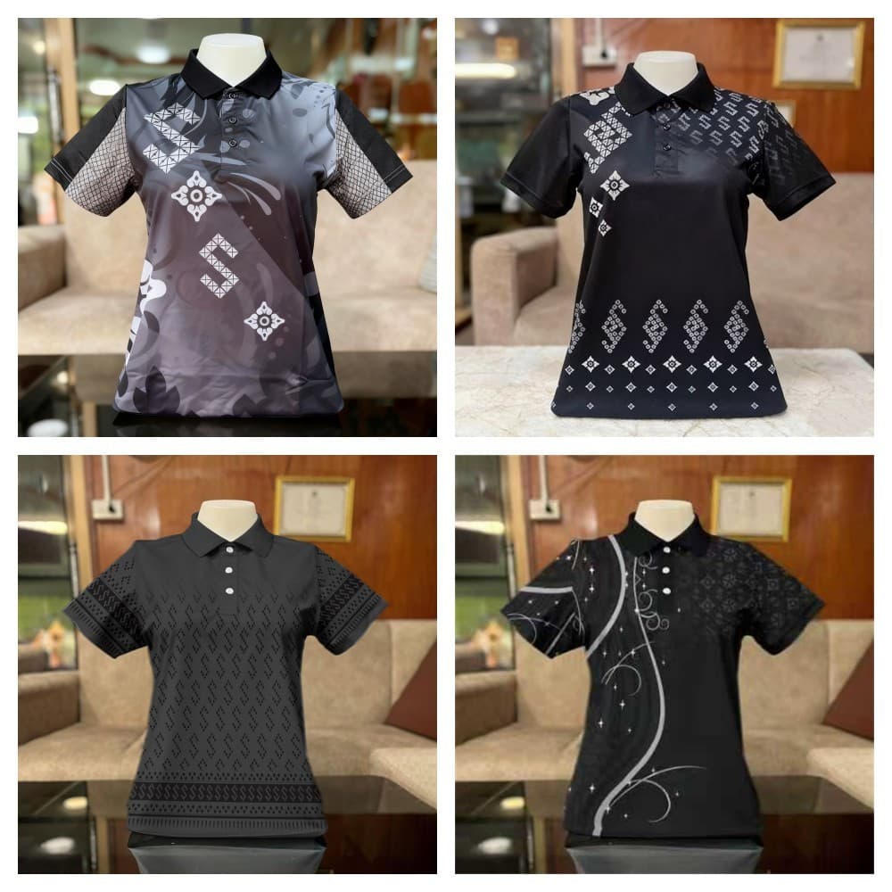 เสื้อโปโลสีดำ เสื้อโปโล unisex ลายไทย แขนสั้น เสื้อเชิ้ตทรงเข้ารูปสำหรับใส่ในชีวิตประจำวัน รูปที่ 1