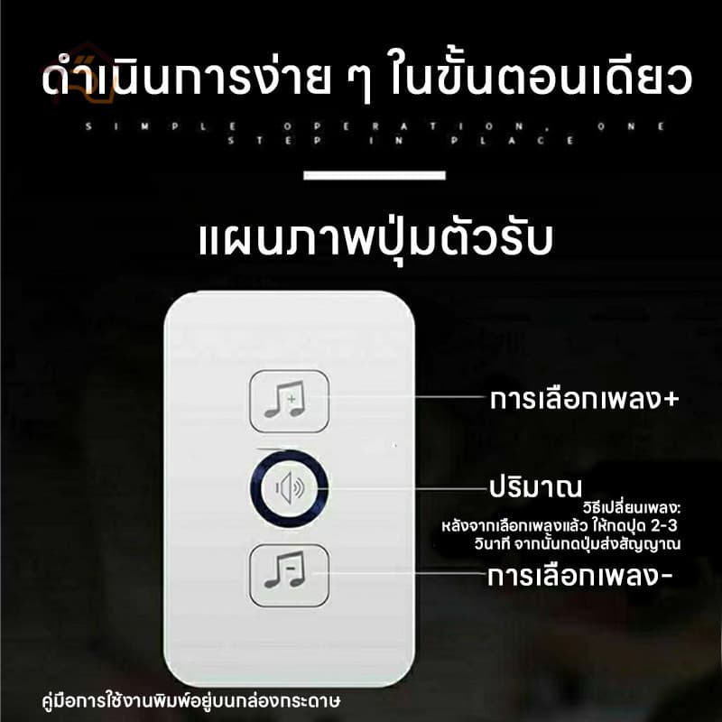 กริ่งประตูไร้สาย กริ่งไร้สาย ออดไร้สายปรับ 180M ริงโทน 61เสียง คุณภาพเสียงคมชัดติดตั้งง่าย รูปที่ 5