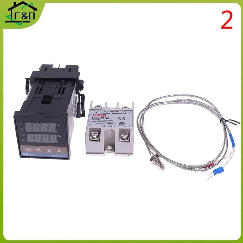 F&O 100-240VAC PID REX-C100 ตัวควบคุมอุณหภูมิ SSR-40A เทอร์โมคัปเปิล . รูปที่ 9