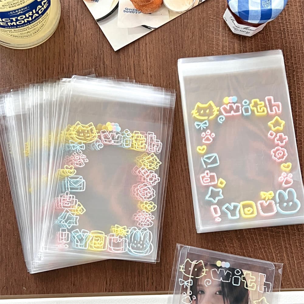 COZII ถุงซีลเก็บการ์ดไอดอล 100ชิ้น ลายแมวน่ารัก โปร่งใส กันน้ำ กันฝุ่น กันรอย ซองใส่โฟโต้การ์ด การ์ดสะสม 8x10+3ซม รูปที่ 4