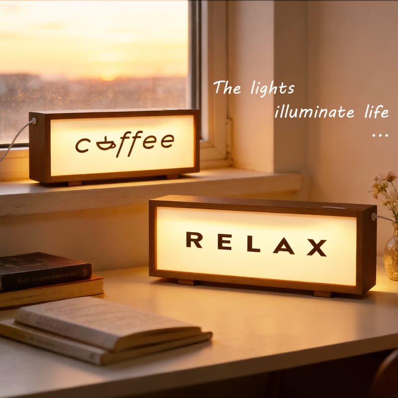 โคมไฟไม้ LED แบบแบตเตอรี่ ป้ายกาแฟกรอบไฟ ใช้เป็นไฟกลางคืน ตกแต่งบ้าน ร้านกาแฟ บาร์ ครัว รูปที่ 1