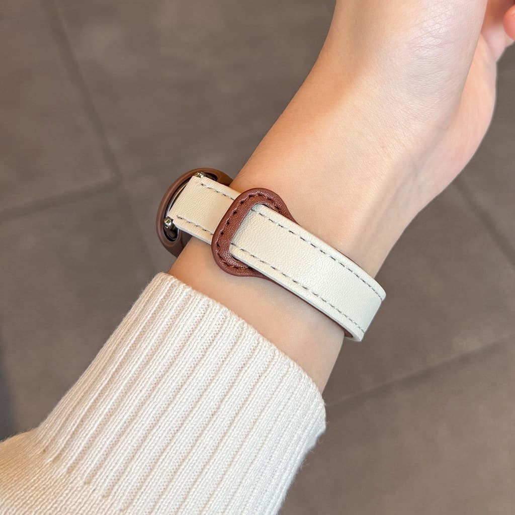สายหนังแท้แบบเรียบหรู แบนด์และสายข้อมือสำหรับเปลี่ยนละเอียด for Xiaomi Mi Band 10 9 8 NFC for Mi Band 10 9 8 รูปที่ 6