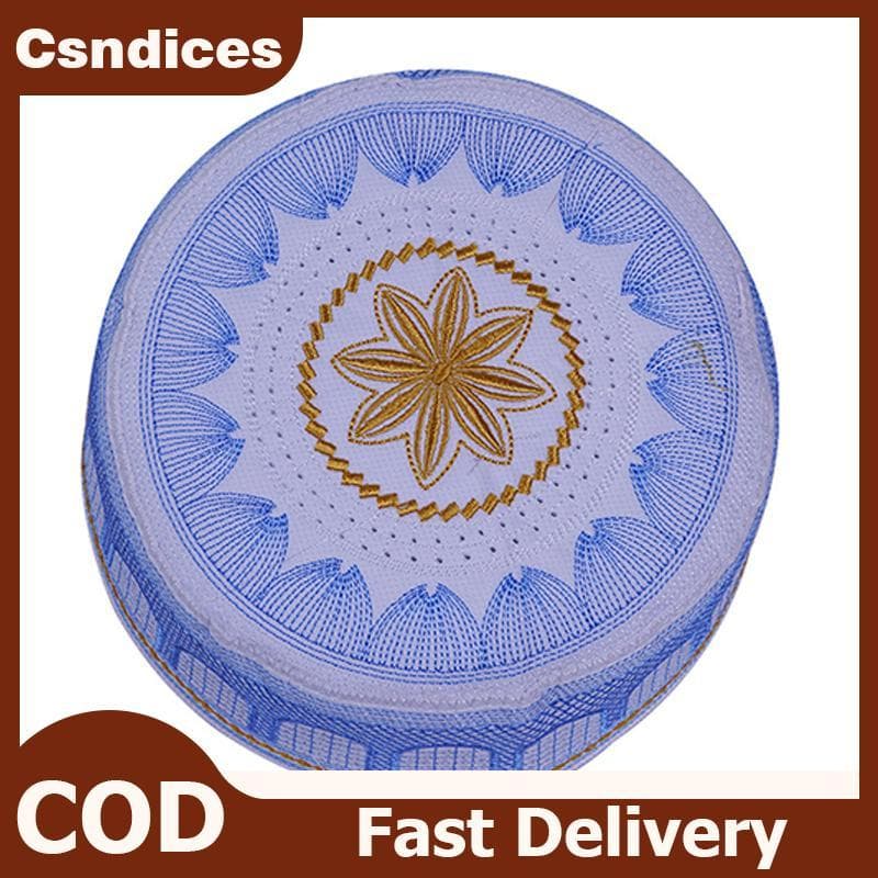 Csndices ใหม่หมวกสวดมนต์ผ้าฝ้ายปักลายผู้ชายมุสลิม Saudi Arabia อิสลาม Headscarf Topkippot Turban หมวกซาอุดี TH รูปที่ 4