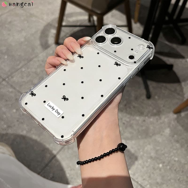 สําหรับ OPPO Reno 15 15C 15F 14F 14 ProMax Mini ค้นหา X9 X9S X8S X8 Pro Ultra Plus 5G 4G เคสโทรศัพท์สีดํา Polka Dot Bow Bowknot โปร่งใส Anti Fall Soft ปลอกกรณีฝาครอบ รูปที่ 5