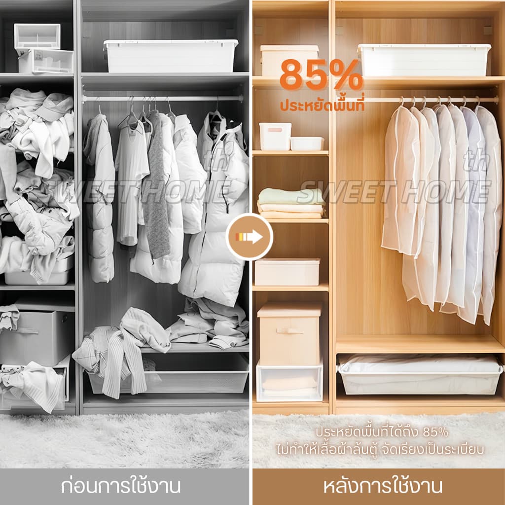 ถุงคลุมเสื้อผ้า กันฝุ่น กันยับแบบมีซิป 4ขนาด ถุงใส่สูท ถุงใส่เสื้อผ้า ที่คลุมเสื้อผ้า Clothing Dust Bag รูปที่ 7