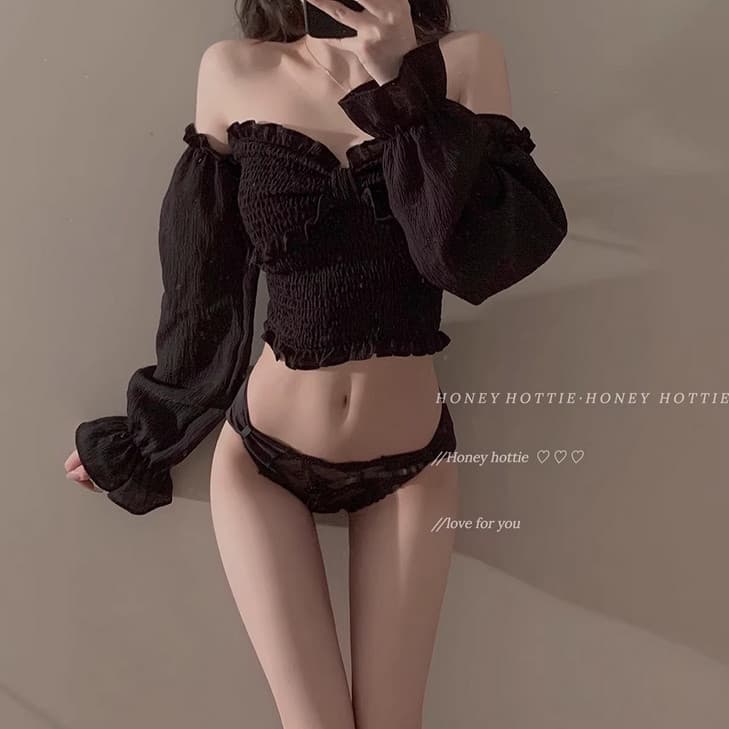 M-L กางเกงในผู้หญิง ผ้าลูกไม้ แต่งโบว์ ต่อผ้าซาติน เป้าผ้าฝ้ายแท้ สวมใส่สบาย รูปที่ 7
