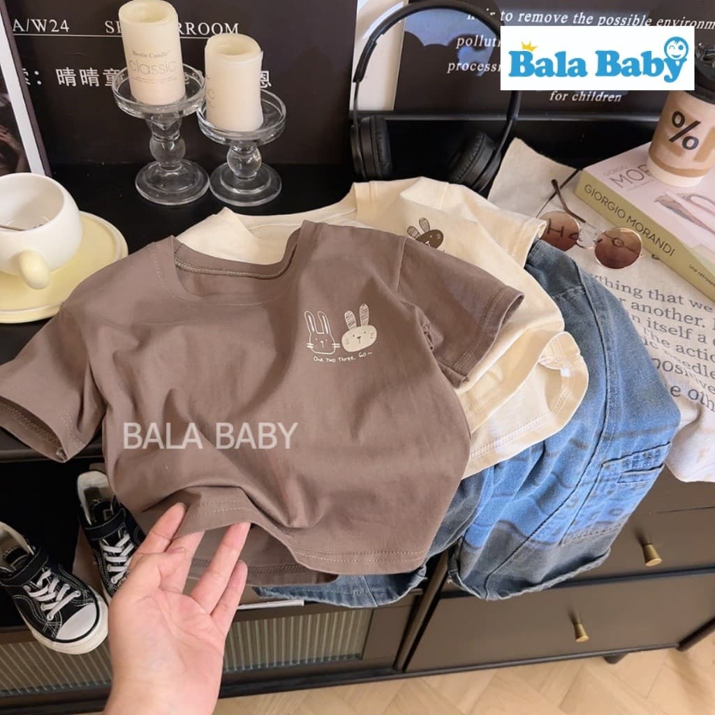 เสื้อยืดเด็ก เสื้อยืดมินิมอลสำหรับเด็ก เนื้อผ้า cotton ใส่ได้ทั้งเด็กผู้ชายและผู้หญิง Size80-120cm DXT02 รูปที่ 3
