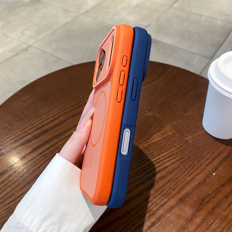 สีชน พีซี เคสแข็งแม่เหล็กสําหรับ ไอโฟน 11 12 13 14 15 16 17 มือโปร สูงสุด บวก ออกแบบอย่างน้อยที่สุดผิวเคลือบเคสโทรศัพท์แม่เหล็กสําหรับ ไอโฟน16 กรณีฝา รูปที่ 9