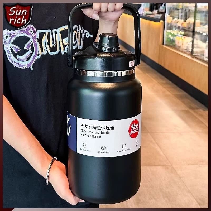 4600ml กระบอกน้ำเก็บอุณหภูมิ 4.6L ขวดน้ำสแตนเลส กระบอกน้ำ กระบอกน้ำเก็บความเย็น แก้วน้ำ ถ้วยน้ำความจุขนาดใหญ่ รูปที่ 2
