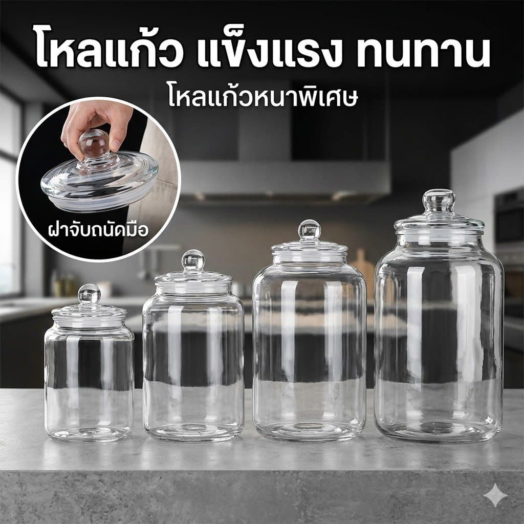 ร้านคนไทย! ขวดโหลแก้วมีฝาปิดอย่างสนิท หนา!ขนาดใหญ่ โหลกลม2/3/5ลิตร/8ลิตร สําหรับใส่อาหาร ขนมขบเคี้ยว ธัญพืช โหลดอง รูปที่ 6