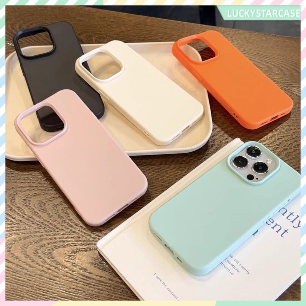 เคสโทรศัพท์ For iPhone 17 11 13 12 14 15 16 Pro Max 7 8 Plus XR X มาการอง เรียบง่าย สีทึบ ซิลิโคนอ่อนนุ่ม เคสกันกระแทก รูปที่ 2