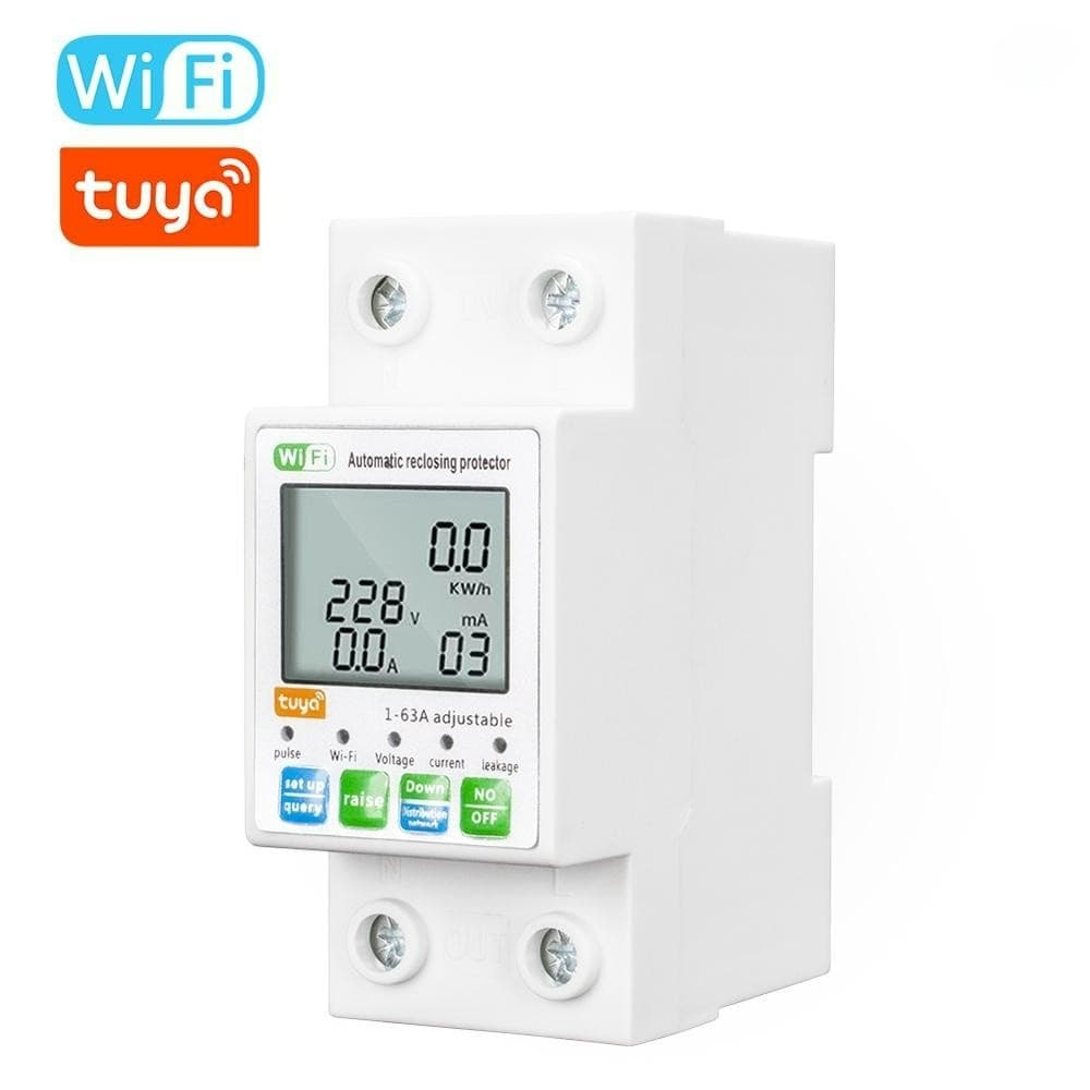 Tuya WiFi อัจฉริยะอัตโนมัติ จอแสดงผล LCD สวิทช ์ Power Meter Protections Values Settable รองรับ COD รูปที่ 1