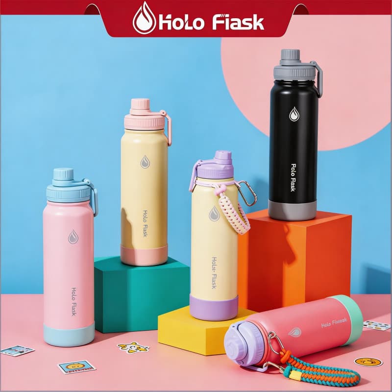 Holo Flask 3 in 1 Tumbler ชุด Tumbler กีฬาขวดน้ําสแตนเลสร้อนและเย็นกระติกน้ําสูญญากาศ รูปที่ 1