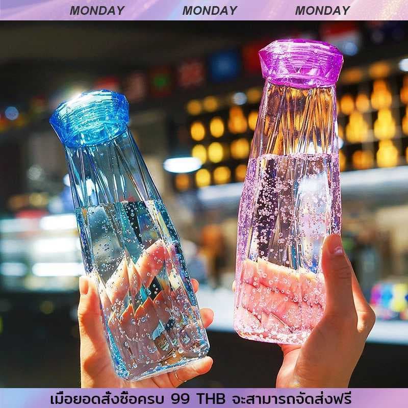 ขวดแก้วคริสตัล ขนาด 500ml. รูปเพชร ขวดน้ำลายเพชร ขวดแก้วใส กระบอกแก้วน้ำ มีให้เลือก 5สี ดีไซน์สวยงาม รูปที่ 1