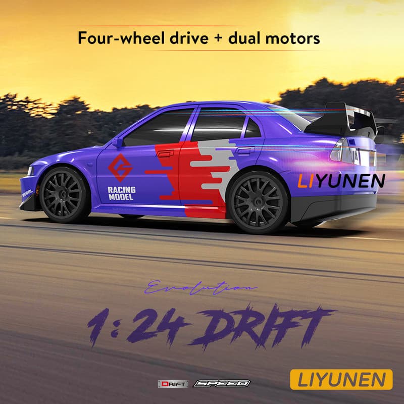 1/24 4WD RC Drift รถของเล่น RX7 GTR รุ่น Proportional คันเร่งรีโมทคอนโทรลความเร็ว Racing กีฬา Mitsubishi EVO Porsche Mustang รถของเล่นเด็ก AE86 รูปที่ 4