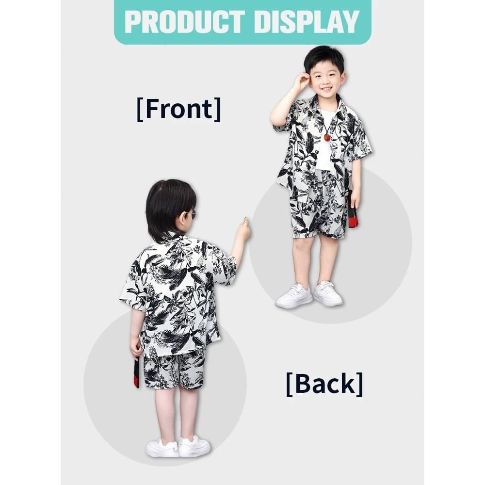 ชุดเสื้อฮาวาย ชุดเสื้อเชิ้ตเด็ก เสื้อ +กางเกง ลายสวย ผ้านิ่ม ใส่เที่ยวสวยมากๆ รูปที่ 5
